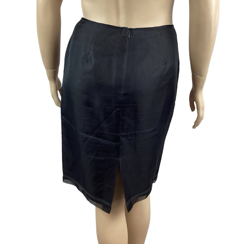 Vintage 100% Silk Floral Pencil Skirt Size 12 Black - Picture 5 of 6